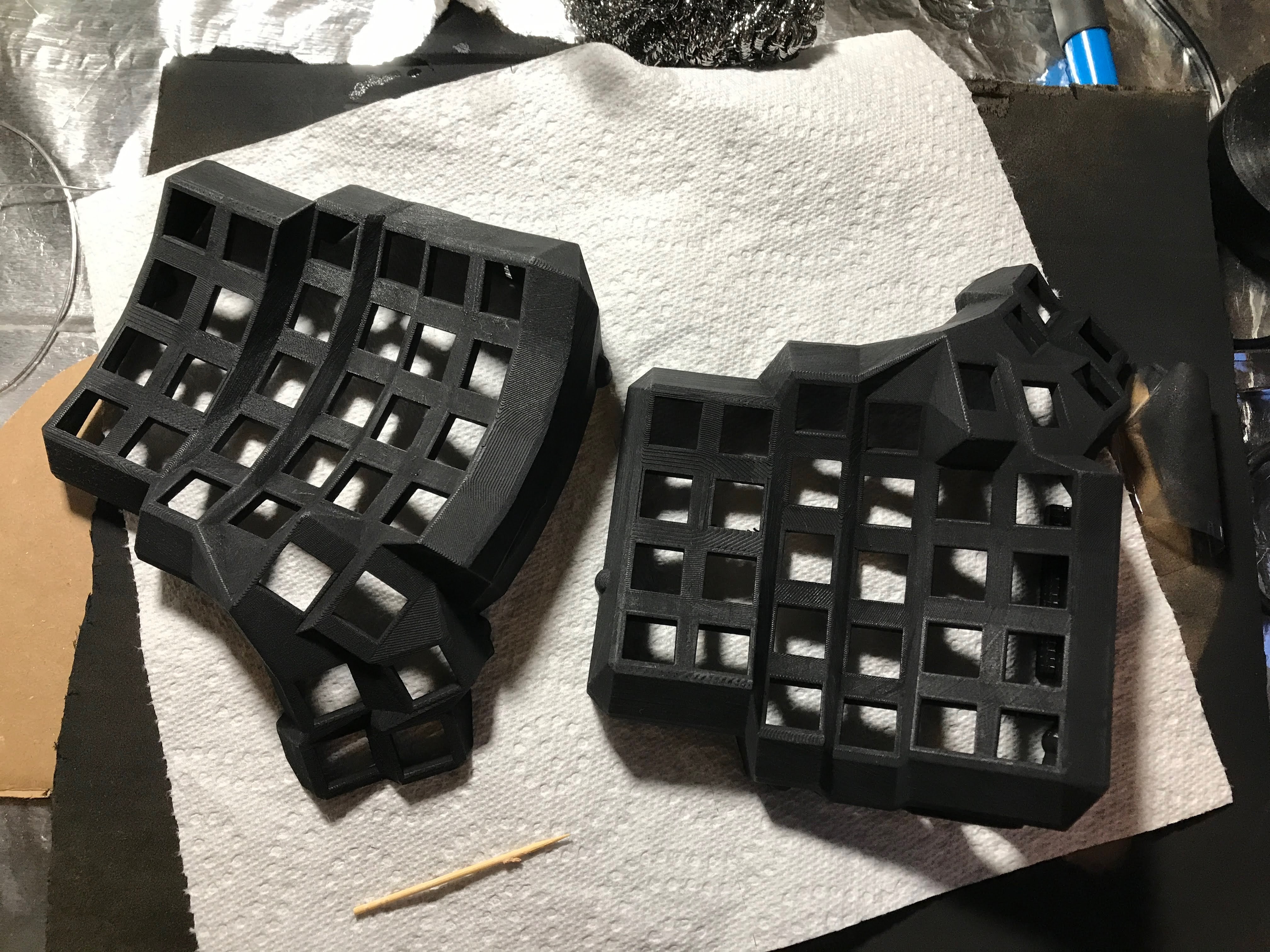 Raw 3D-printed chassis halves